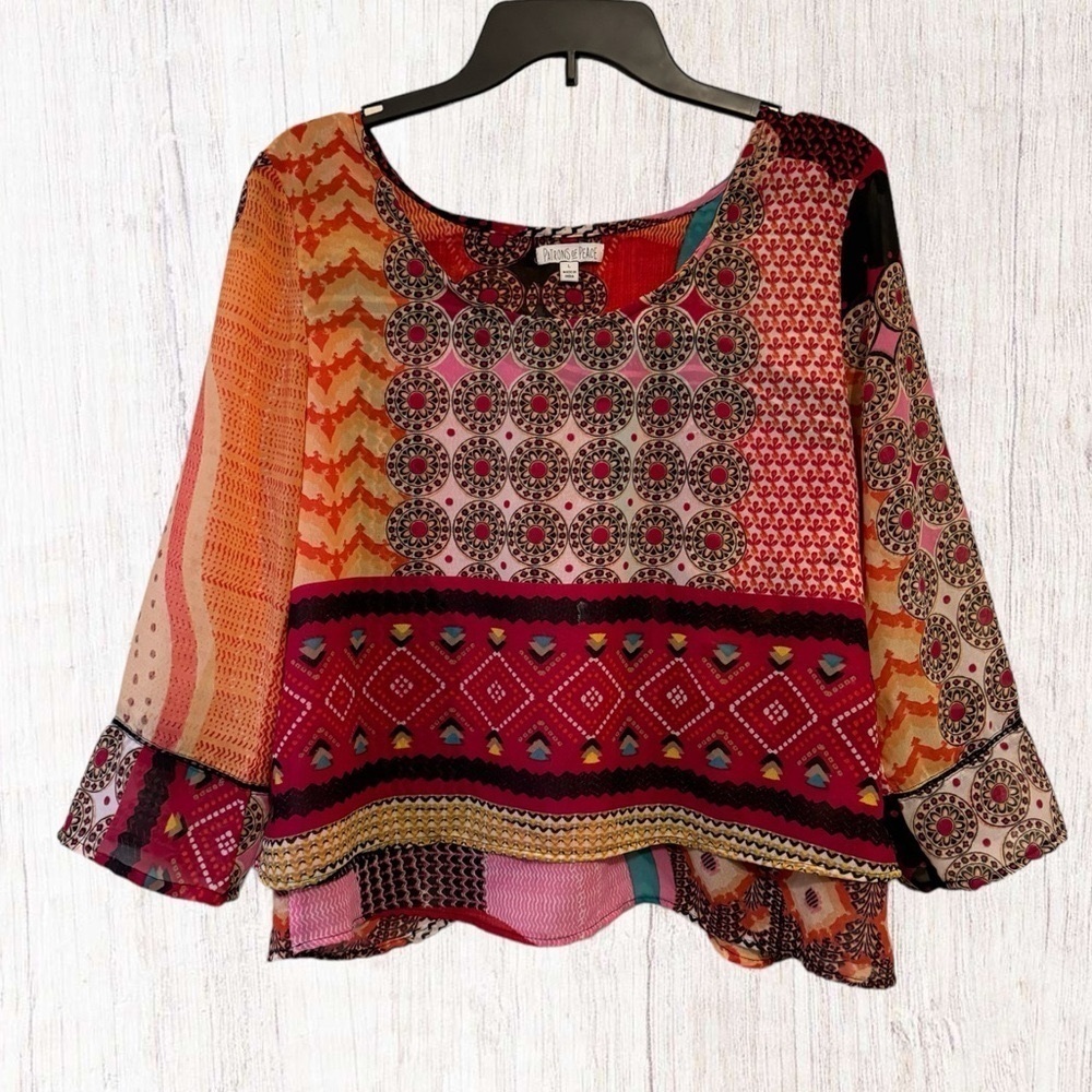 Patrons of Peace Indie Bohemian Blouse size Large